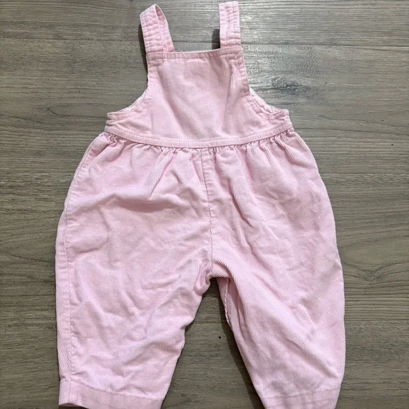 Vtg Pink Corduroy Romper Overalls Embroidered Teddy Bear Balloon 6-9 Months - Picture 5 of 11